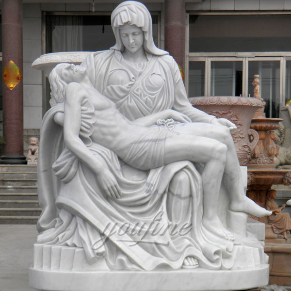 Life size religious pieta statue by Michelangelo for sale