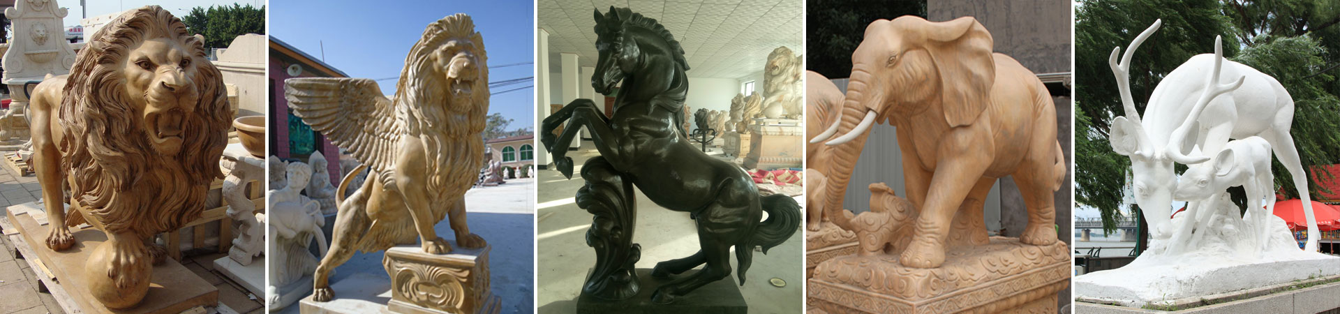 Hot sale marble/stone/granite famous ancient hand-carved horse/lion/deer/eleghant statues for garden