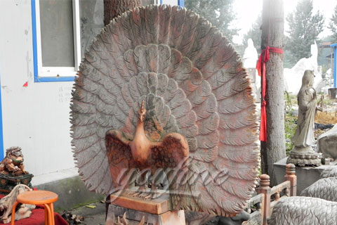 Decoration Large Marble stone Animal Peacock Statues