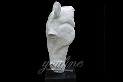 Hand Carved Life Size Marble Horse Head