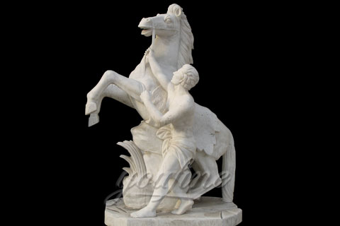 Hand Carved Life-size Famous Marble horse and man Statue