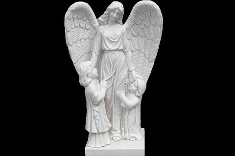 Hand Carved White Stone Angels Marble Statues