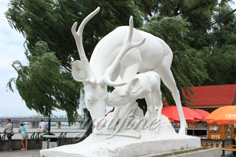 Hot sale outdoor life size marble stone deer